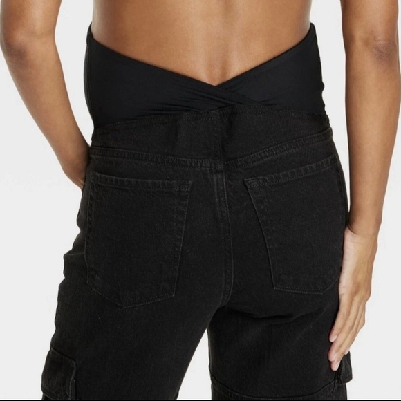 Isabel by Ingrid Isabel Maternity Cargo Black Jeans 90s straight style Size 4 - Picture 4 of 10